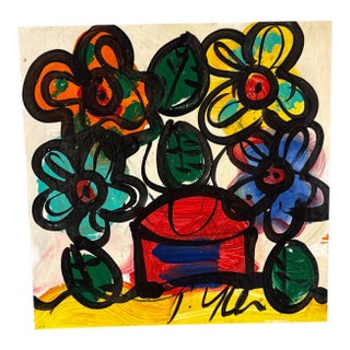 1970s Peter Keil Flowers Abstract Painting For Sale