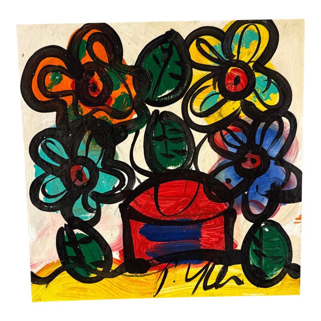 1970s Peter Keil Flowers Abstract Painting For Sale