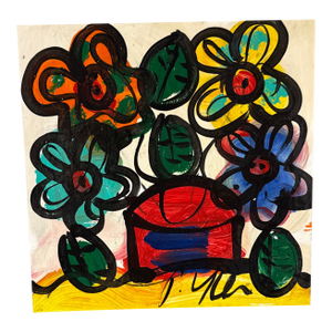 1970s Peter Keil Flowers Abstract Painting