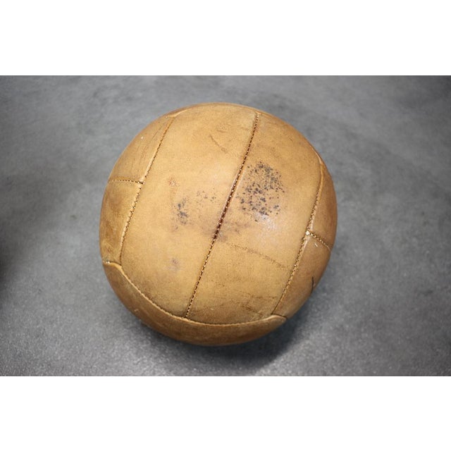 Vintage Czechoslovakian Brown Leather Medicine Ball, 1930s, Set of 3 For Sale - Image 3 of 7