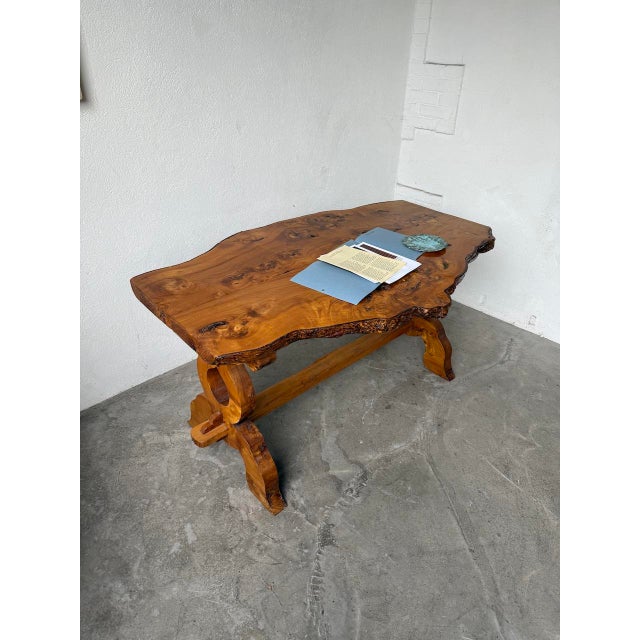 Folk Art Handcrafted Elm Table, 1950s For Sale - Image 12 of 18