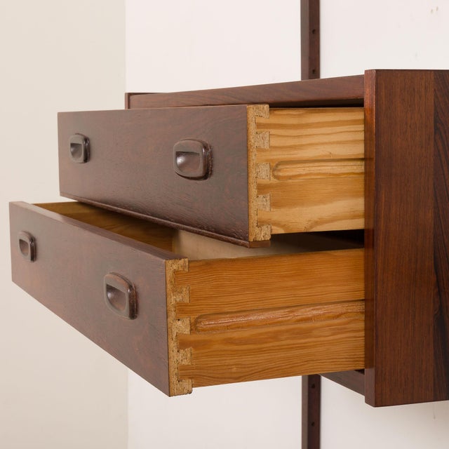 Brown Mid-Century Danish PS System Shelving Unit in Rosewood by Preben Sørensen for PS System / Randers, 1970s, Set of 16 For Sale - Image 8 of 15