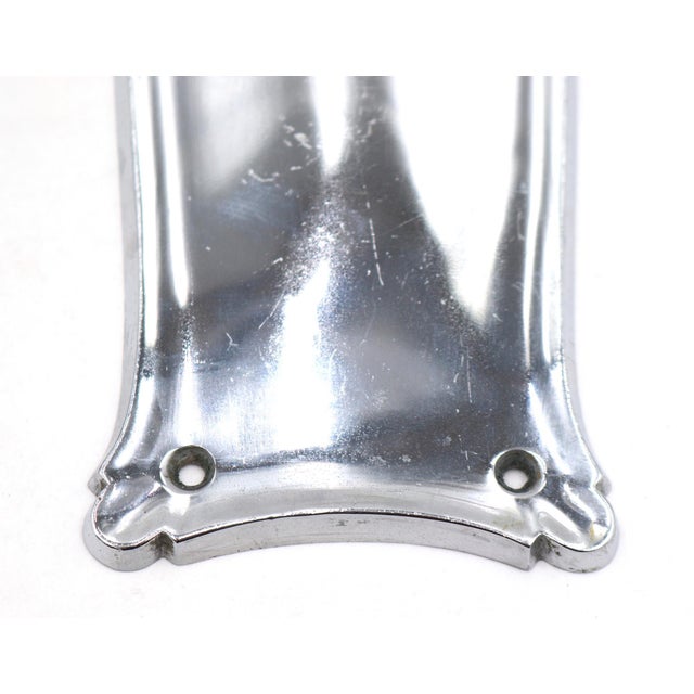 Traditional Vintage 10.5 In. Chrome Plated Brass Door Push Plate For Sale - Image 3 of 5
