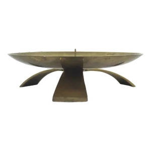 Mid 20th Century Brass Large Pillar Candle Holder