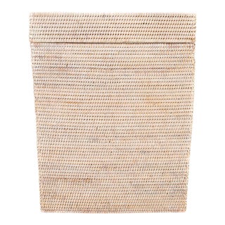 Artifacts Rattan Rectangular Hamper with Hinged Lid in White Wash For Sale