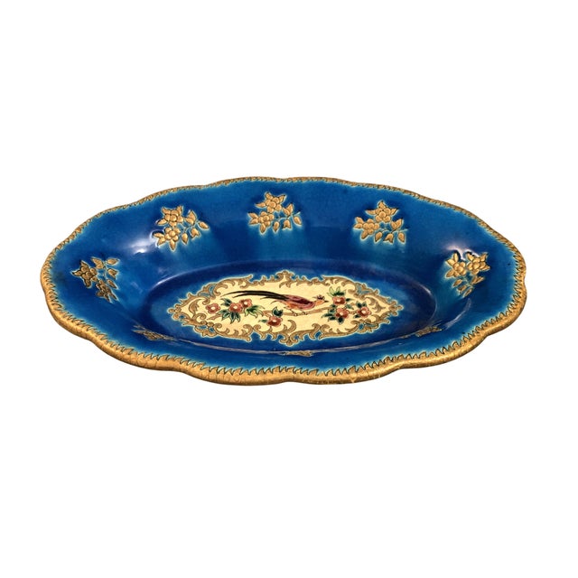 Oblong Earthenware Dish from Longwy, 1980s, in Flawless conditions. Designed 1890 to 1919 This piece has an attribution...
