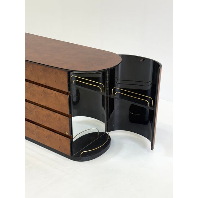 Vintage Chest of Drawers in Lacquered Burl Wood with Bar by Voltan, 1970s For Sale - Image 9 of 10