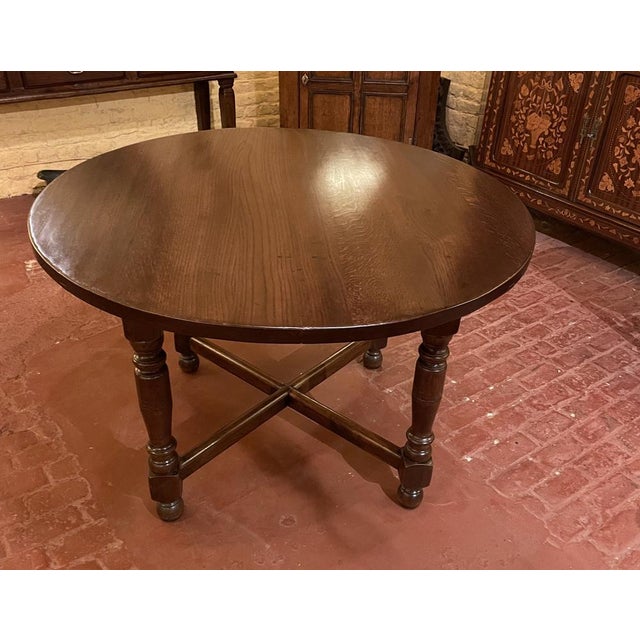 Louis XIII Round Oak Table For Sale - Image 3 of 9