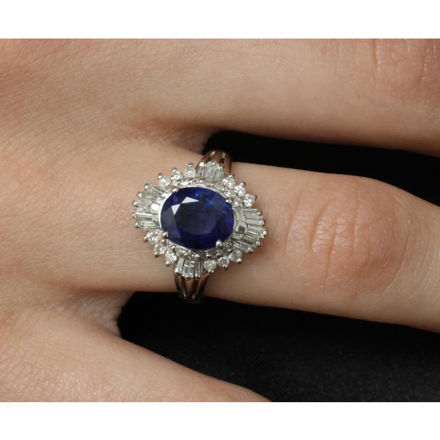 Late 20th Century Late 20th Century Rare 2.39ct Gia Burma No Heat Sapphire & 0.55ct Platinum Ring, Size 6 For Sale - Image 5 of 16