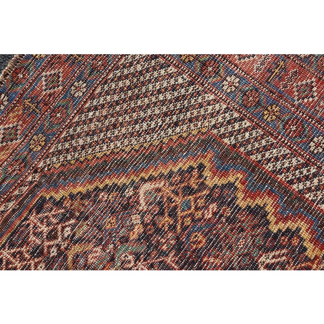 Antique Persian Afshar Rug With Bold Geometric Medallion 3'9" X 4'10" For Sale - Image 11 of 11
