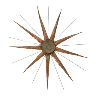 Giant 1960s Metal Sunburst Wall Sculpture For Sale