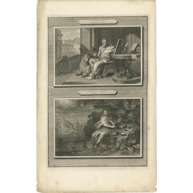 Cream Mortier, Christian Wall Art Evangelists Luke and John, 1700, Paper For Sale - Image 8 of 9
