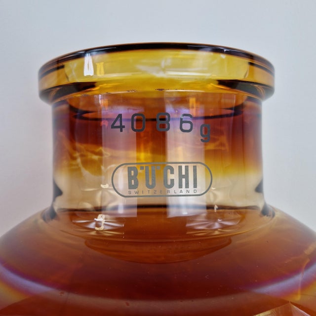 Industrial Industrial Amber Glass Evaporation Flask from Buchi, 1980s For Sale - Image 3 of 9