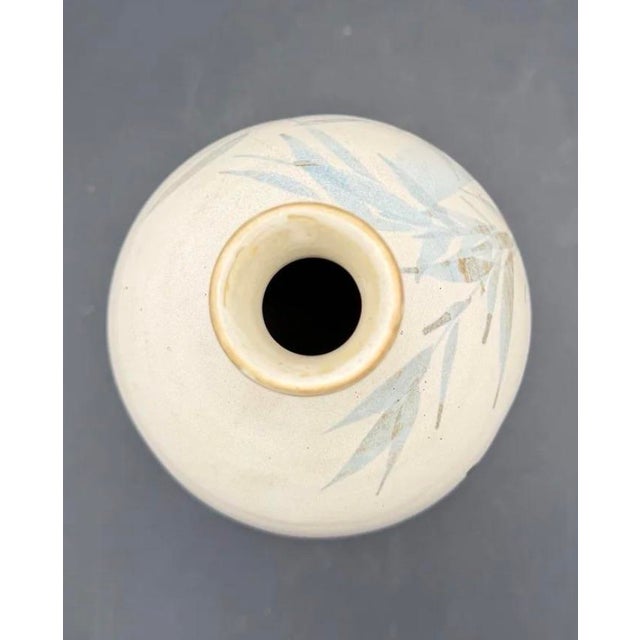 Vintage Ceramic Japanese Hand Painted Sake Bottle With Bamboos Motif For Sale - Image 10 of 11