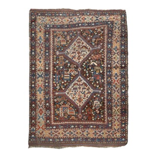 Antique Persian Qashqai Rug 4'7'' x 6'5'' For Sale