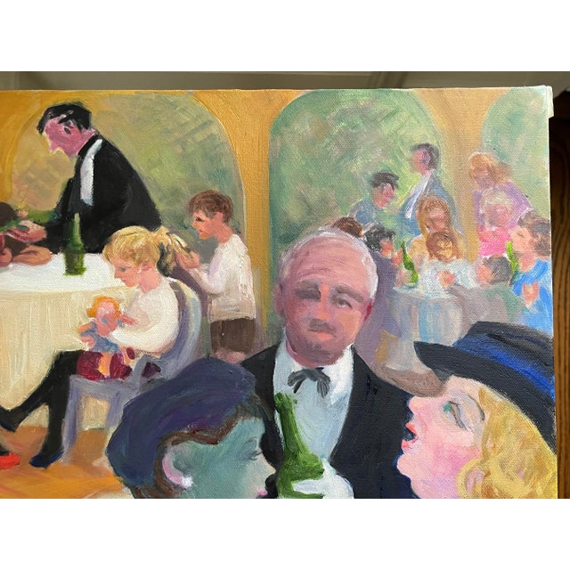 Cafe Society, Oil on Canvas, Signed Joan Manning For Sale In Savannah - Image 6 of 9