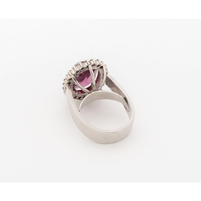 Purple Purple Gemstone, Diamond, and 10k White Gold Cocktail Ring For Sale - Image 8 of 8