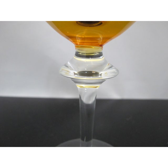 Denby-Milnor Sweden Mid 19th Century Denby Poland Aurora Amber Crystal 7" Wine Glass Set of 3 For Sale - Image 4 of 6