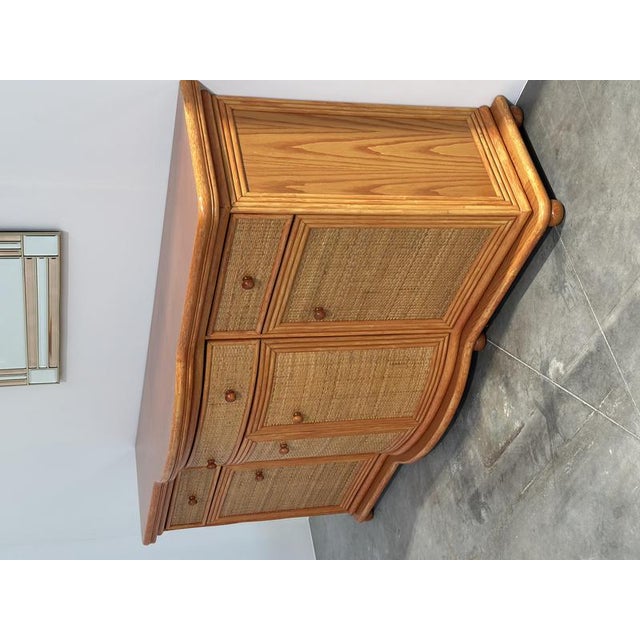 Vintage Rattan and Wood Orange Curved Sideboard, 1980s For Sale - Image 9 of 16