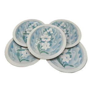 Vintage, Set of Five, Syracuse China Shelledge Floral Fantasy Lunch/Salad Plate