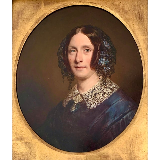 English Early 20th Century Painting British Lady Portrait Oil on Board Framed Fine Art Decor For Sale - Image 3 of 7