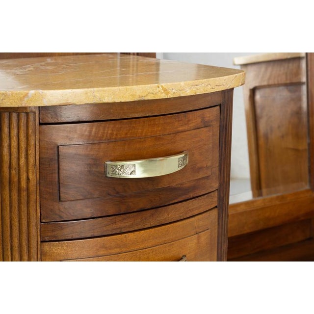 French Art Deco Dressing Table in Walnut, Marble and Mirror, 1920s For Sale - Image 6 of 15