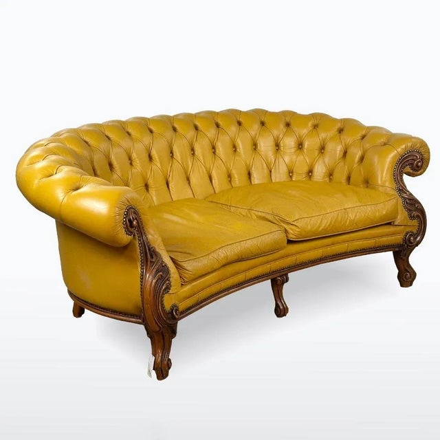 Vintage Chesterfield Sofa in Bold Mustard Yellow Leather, 1990s For Sale - Image 11 of 11