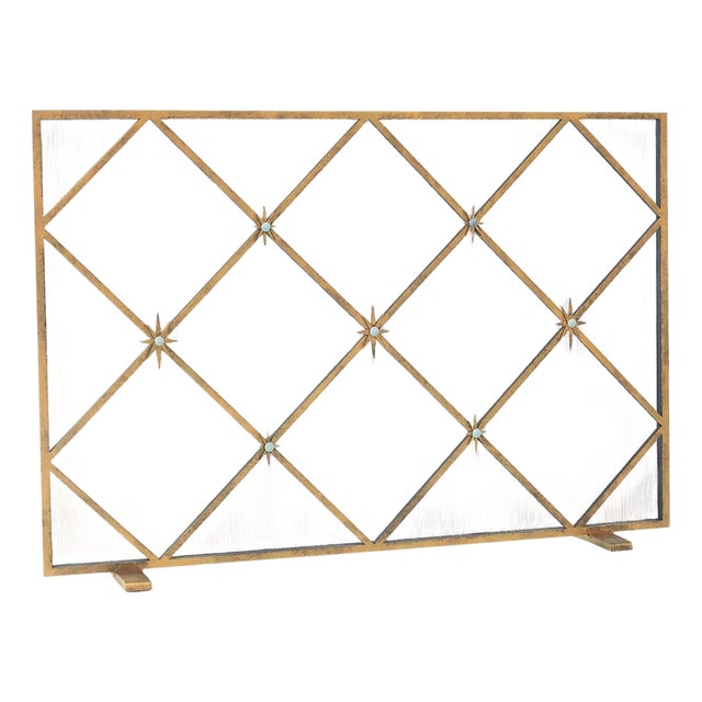 Aged Gold Celeste Fireplace Screen Iron For Sale