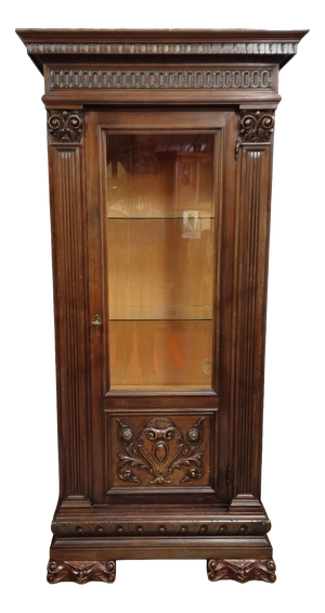 Antique Renaissance-Style Display Cabinet in Carved Wood, 1800s