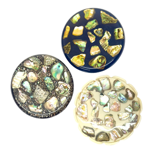 Mid-Century Resin & Abalone Trivet Curation - Group of 3