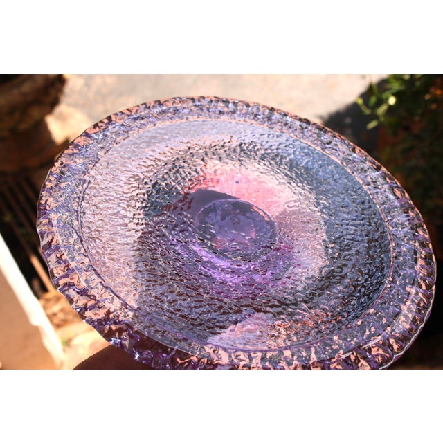 1990s Fire & Light Neodymium Lavender Glass Cake Plate, Signed For Sale - Image 13 of 14