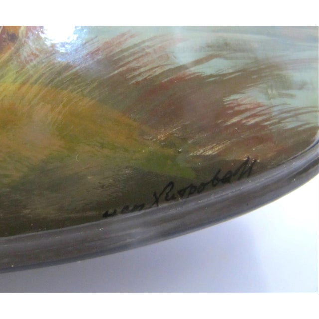 Black Russian Fedoskino Lacquer Mother of Pearl Hand Painted Landscape Box For Sale - Image 8 of 11