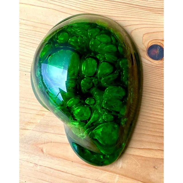 Vintage Green Glass Abstract Sculpture For Sale - Image 9 of 12