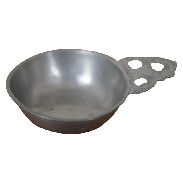 English Antique 18th Century Childs Pewter Porringer Cup Bowl Porridge Dish For Sale - Image 3 of 12