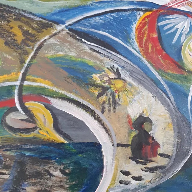 1970 Large Mid-Century Swedish Cosmic Esoteric Double-Sided Oil Painting "Nya Jorden" by Hildegard Persson For Sale - Image 14 of 18