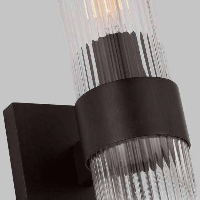 2020s Chapman & Myers by Visual Comfort Studio Geneva 1-Light Bath Vanity Sconce in Aged Iron For Sale - Image 5 of 9