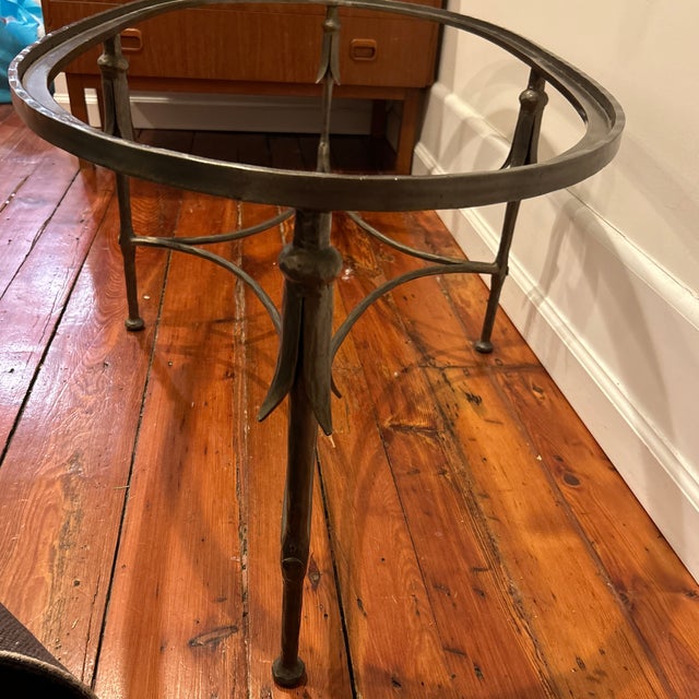 Dennis & Leen Vintage Heavy Hand Forged Metal and Glass Coffee Table in the Style of Dennis and Leen For Sale - Image 4 of 12