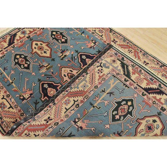 Heriz Rug 5’10” X 8’11” Blue Wool Vintage Tribal Hand-Knotted Oriental Carpet For Sale - Image 12 of 13