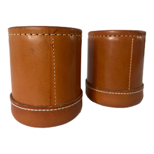 Vintage Pair of Hand Stitched Leather Dice Cups