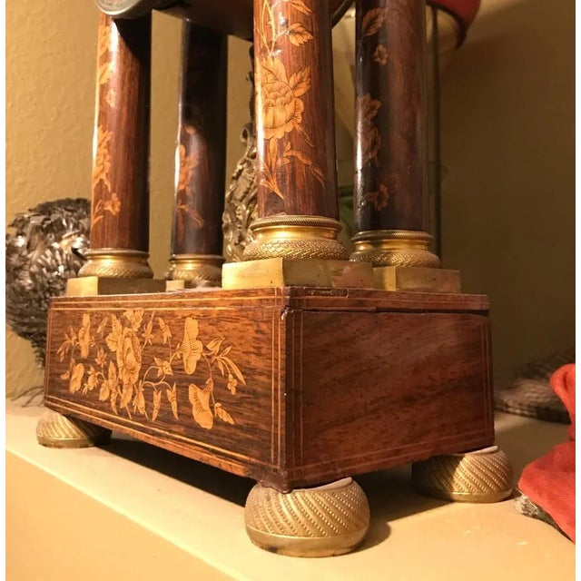 Marquetry Empire Mantelpiece Clock, 1810s For Sale - Image 8 of 11