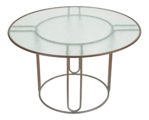 1960s Round Patio Table With Oxidized Bronze Frame by Walter Lamb for Brown Jordan, Attributed