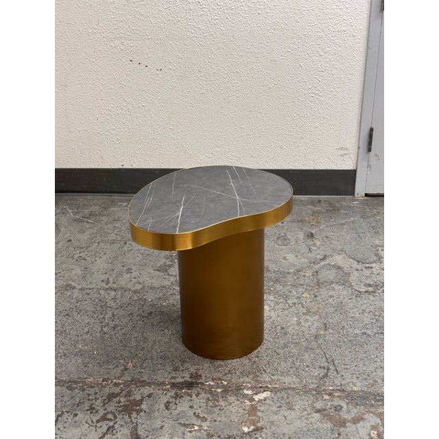 Michael Oren Custom Design Black Marquina Marble Kidney Side Table For Sale In San Francisco - Image 6 of 12