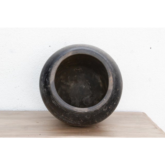 Black Blackened Earth Clay Urn For Sale - Image 8 of 9