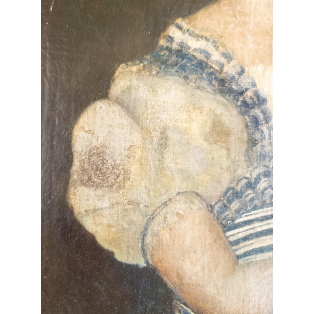 19th Century English Folk Provincial Portrait of a Girl and Westie Dog For Sale - Image 12 of 18