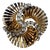 Mid‑Century Jomaz Gold‑Tone Architectural Medallion Brooch With Crystal Crescent For Sale