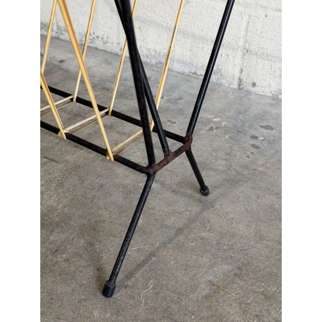 1950s Danish Metal Magazine Holder With Woven Vinyl String Rack Mid-Century Modern 1950s For Sale - Image 5 of 9