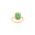 Metal Chic Halo Diamond Emerald Bridal Ring in 14k Gold Size 6 For Sale - Image 7 of 12