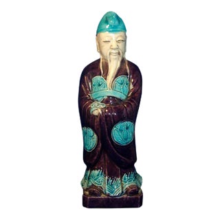 19th Century Chinese Porcelain Figure of an Immortal For Sale