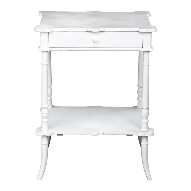 1920s Vintage White Bedside Accent Table For Sale - Image 5 of 9