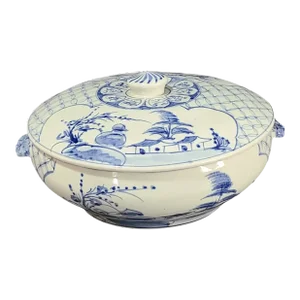 Vintage Asian Saigon Blue and White Cho & Lon Covered Tureen Dish #1